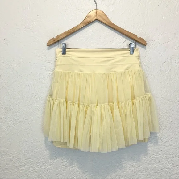 POPFLEX Skort Ruffle Mesh Butter Yellow Fairy Ballet Y2K XL - Picture 6 of 7